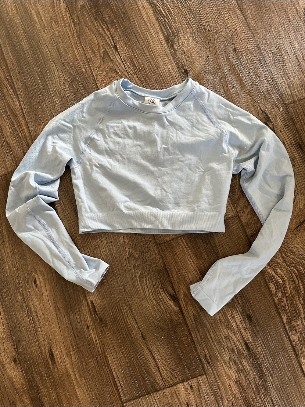 YoungLA Crop Long Sleeve Top - Light Blue